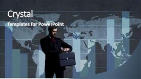  Presentation with career - PPT theme with worldmap - businessman in business office career background and a dark gray colored foreground
