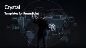  Presentation with futuristic - Slides having worldmap - businessman standing over futuristic map background and a black colored foreground