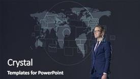  Presentation with globalization - Beautiful PPT layouts featuring worldmap - businessman standing with briefcase world backdrop and a dark gray colored foreground
