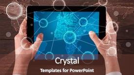  Presentation with hands holding black tablet - PPT layouts featuring worldmap - caucasian business hands holding tablet background and a  colored foreground