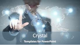  Presentation with la edad media - Slides enhanced with worldmap - close up of businesswoman touching background and a seafoam green colored foreground