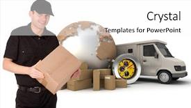  Presentation with delivery van - Presentation theme with worldwide delivery - messenger with a background composed background and a white colored foreground