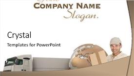  Presentation with truck - Presentation enhanced with worldwide delivery - messenger with a world map background and a white colored foreground