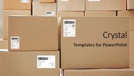  Presentation with on codes and standards - PPT theme enhanced with worldwide delivery - parcels with tracking codes closeup background and a coral colored foreground