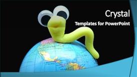  Presentation with system computer - Amazing PPT theme having worm attacking the computer backdrop and a black colored foreground