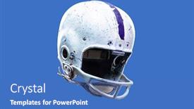  Presentation with 1950s style - Slide deck having worn and aged vintage old style american football helmet authentic and game-worn 1950s style football face mask and helmet background and a teal colored foreground