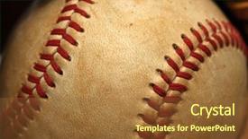  Presentation with mlb baseball - Cool new PPT layouts with worn baseball in a glove backdrop and a tawny brown colored foreground
