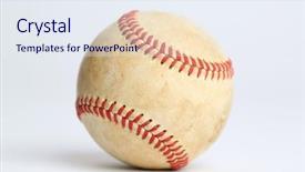  Presentation with blank whiteboard isolated on white - Slide deck consisting of worn baseball with no logos background and a sky blue colored foreground