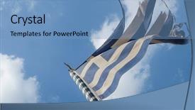 Presentation with greek - PPT theme consisting of worn out greek national flag background and a teal colored foreground