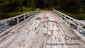 Presentation with broken bridge - Beautiful PPT theme featuring worn out wooden bridge backdrop and a light gray colored foreground