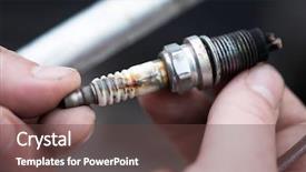  Presentation with spark - PPT theme with worn spark plug in male background and a tawny brown colored foreground