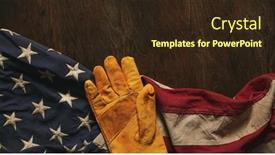  Presentation with labor - Presentation theme having worn-work-glove background and a wine colored foreground