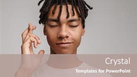  Presentation with good luck - Colorful presentation enhanced with worried-african-man-wearing-casual backdrop and a coral colored foreground