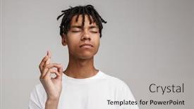  Presentation with good luck - Presentation theme enhanced with worried-african-man-wearing-casual background and a light gray colored foreground