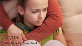  Presentation with sad girl - Amazing slides having worried-and-sad-young-girl backdrop and a red colored foreground