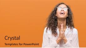  Presentation with beautiful hispanic woman - PPT layouts consisting of worried asking for forgiveness religion background and a gold colored foreground