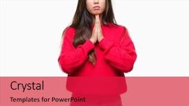  Presentation with arabian woman wearing hijab muslim - Presentation theme having worried asking for forgiveness religion background and a red colored foreground