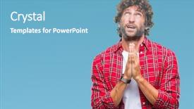  Presentation with emotions face speech - Audience pleasing presentation theme consisting of worried asking for forgiveness religion backdrop and a  colored foreground