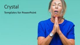  Presentation with praying hands - Presentation theme featuring worried asking for forgiveness religion background and a  colored foreground