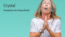  Presentation with praying hands - Colorful PPT theme enhanced with worried asking for forgiveness religion backdrop and a  colored foreground