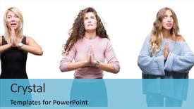  Presentation with praying hands - Slide deck consisting of worried asking for forgiveness religion background and a light blue colored foreground