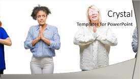  Presentation with praying hands - Audience pleasing PPT theme consisting of worried asking for forgiveness religion backdrop and a  colored foreground