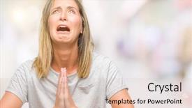  Presentation with praying hands - PPT layouts consisting of worried asking for forgiveness religion background and a lemonade colored foreground