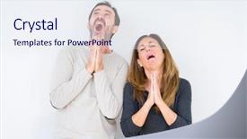  Presentation with praying hands - Slide deck with worried asking for forgiveness religion background and a sky blue colored foreground