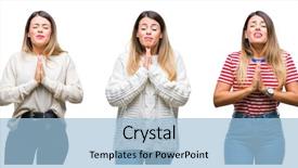  Presentation with praying hands - Colorful presentation theme enhanced with worried asking for forgiveness religion backdrop and a light blue colored foreground