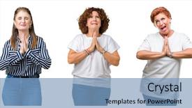  Presentation with people collage - Cool new slide deck with worried asking for forgiveness religion backdrop and a teal colored foreground