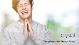  Presentation with adventure sports man - Audience pleasing PPT layouts consisting of worried asking for forgiveness religion backdrop and a light gray colored foreground