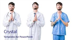  Presentation with collage medical - PPT theme consisting of worried asking for forgiveness religion background and a sky blue colored foreground