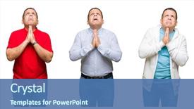  Presentation with praying hands - Beautiful theme featuring worried asking for forgiveness religion backdrop and a ocean colored foreground