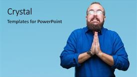  Presentation with praying hands - Slide set with worried asking for forgiveness religion background and a light blue colored foreground