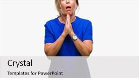  Presentation with praying hands - Audience pleasing presentation theme consisting of worried asking for forgiveness religion backdrop and a  colored foreground