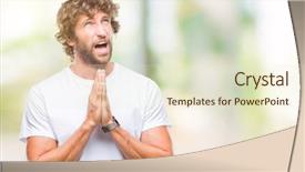  Presentation with praying hands - Audience pleasing presentation theme consisting of worried asking for forgiveness religion backdrop and a cream colored foreground