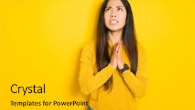  Presentation with praying hands - Beautiful PPT theme featuring worried asking for forgiveness religion backdrop and a gold colored foreground