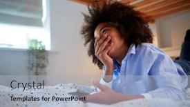  Presentation with phone - Presentation theme with worried-boy-in-bedroom-lying background and a light blue colored foreground