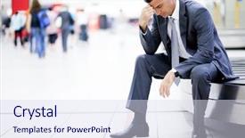  Presentation with luggage - Slide set enhanced with field of yellow flowers on a meadow high in mountains background and a gold colored foreground