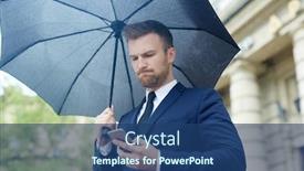  Presentation with sms - Beautiful presentation featuring worried businessman reading sms under umbrella outdoors backdrop and a ocean colored foreground