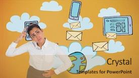  Presentation with orange - PPT layouts having worried businesswoman against orange background background and a yellow colored foreground