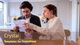  Presentation with home - Presentation design enhanced with worried-couple-at-home-looking background and a tawny brown colored foreground