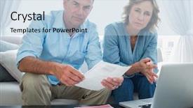  Presentation with online pornography - Slides featuring worried couple paying their bills background and a light blue colored foreground