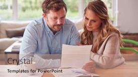  Presentation with bills - Presentation having worried-couple-with-bills background and a coral colored foreground