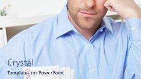  Presentation with euro - Colorful slide deck enhanced with worried-man-in-the-office backdrop and a sky blue colored foreground