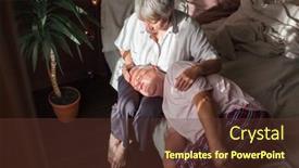  Presentation with old man - PPT theme consisting of worried-middle-aged-woman-embracing background and a tawny brown colored foreground