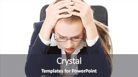  Presentation with sad woman - Theme consisting of worried sad business woman sitting background and a dark gray colored foreground