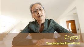  Presentation with senior asian - PPT theme enhanced with worried-senior-asian-woman-having background and a red colored foreground