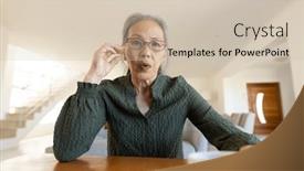  Presentation with senior asian - Slide deck featuring worried-senior-asian-woman-having background and a soft green colored foreground