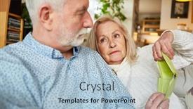  Presentation with senior couple - PPT theme consisting of worried-senior-couple-with-empty background and a light blue colored foreground